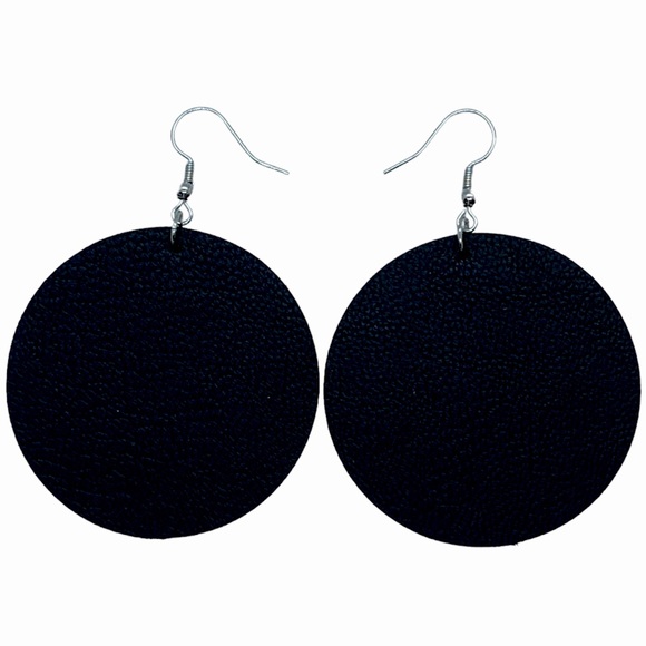Jewelry - Faux Leather Dangle Earrings Circle